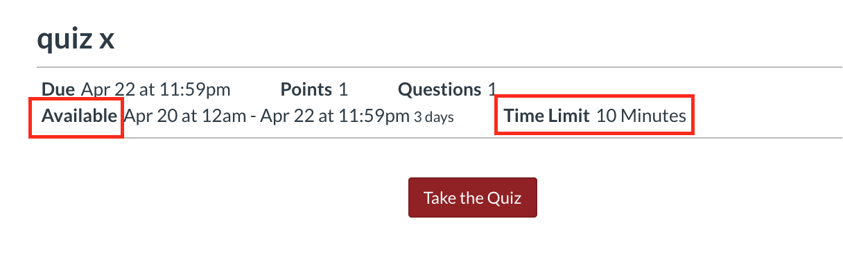 if time limit does not include extended time, or 'available' time is less than total test time, take screenshot and email instructor immediately